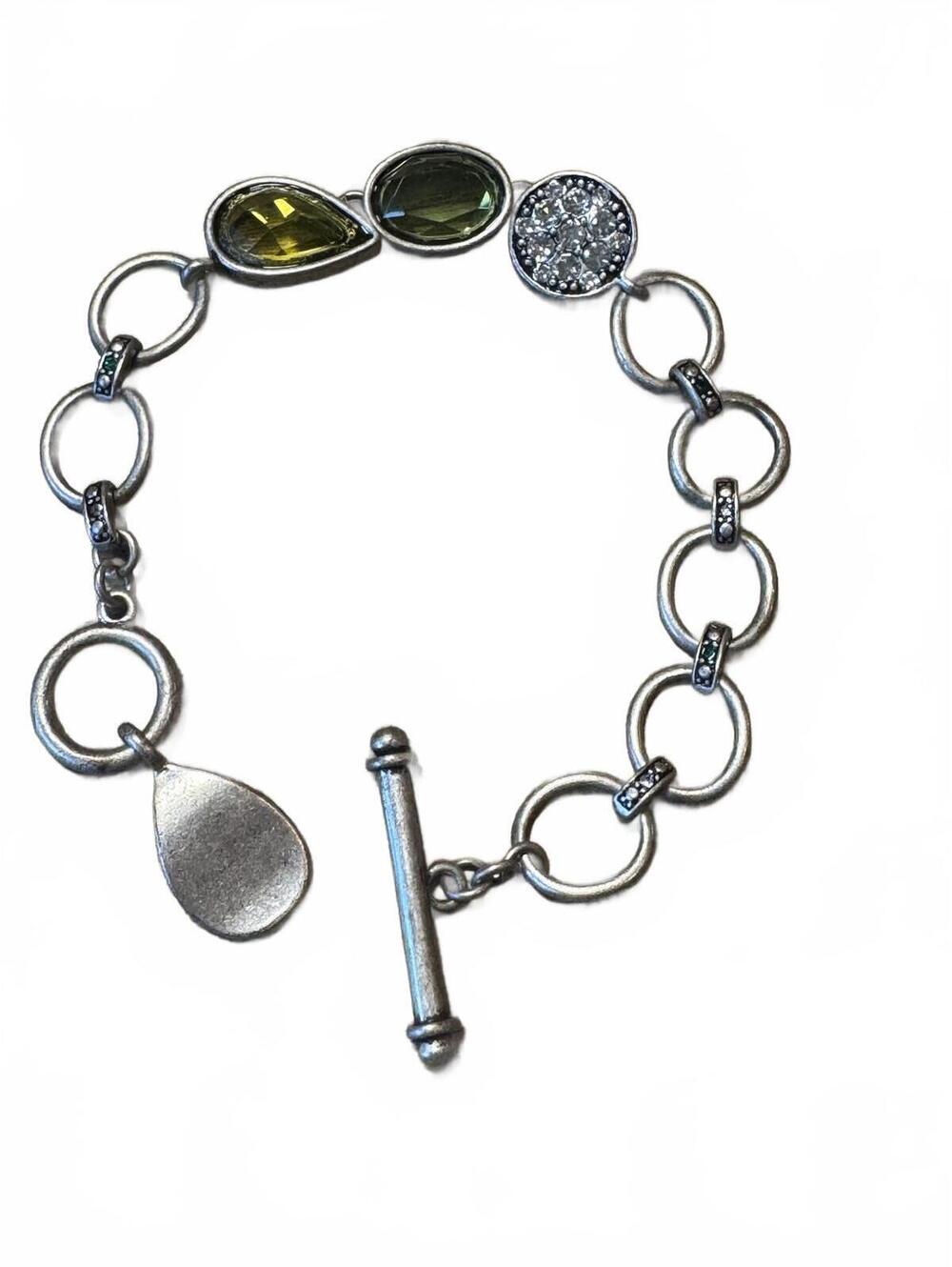 Lia Sophia Green, Yellow & Clear Crystal Link Bracelet